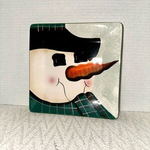 Festive Oneida Snowman Decorative Plate or Candy  dish